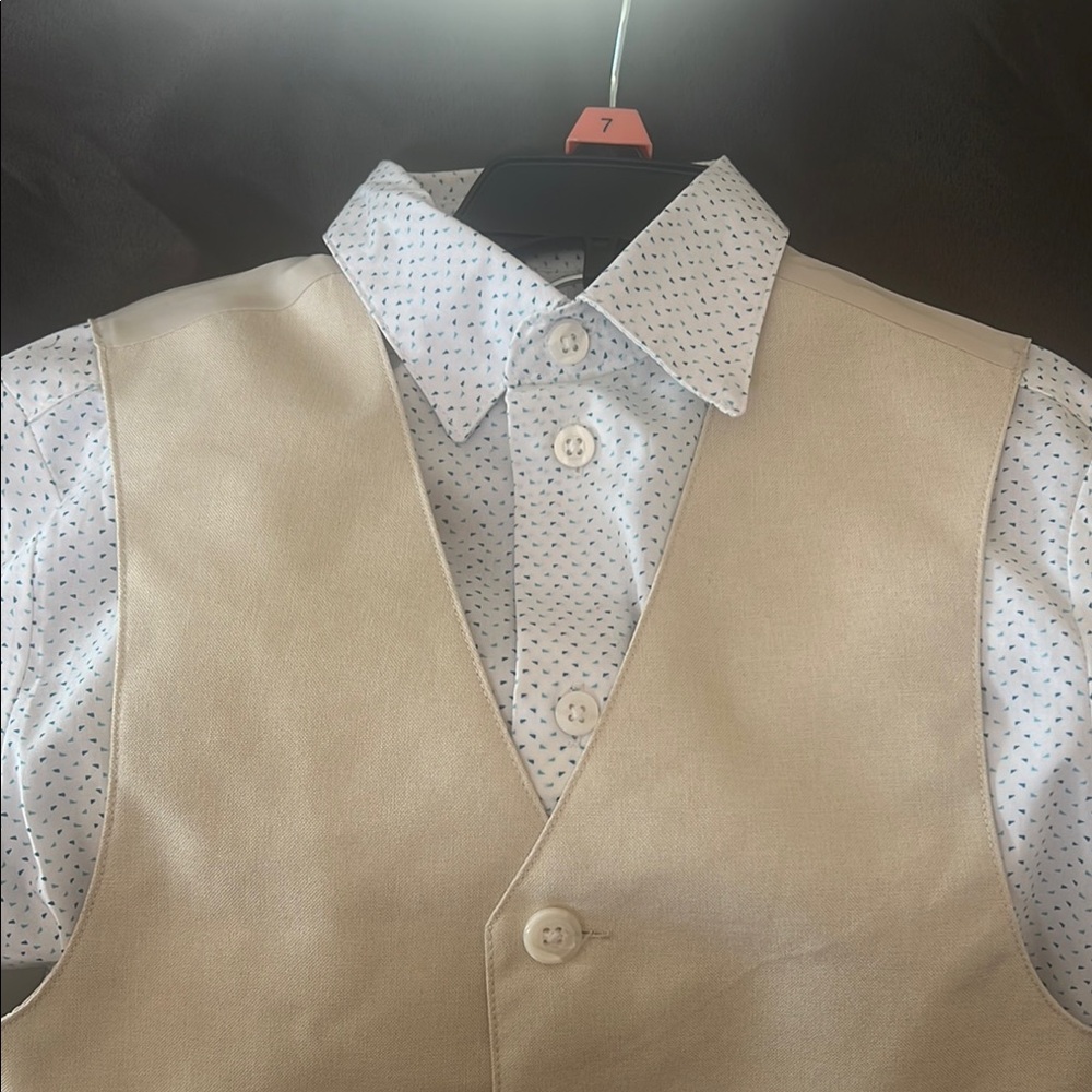 Boys Cream Vest with White triangles Shirt